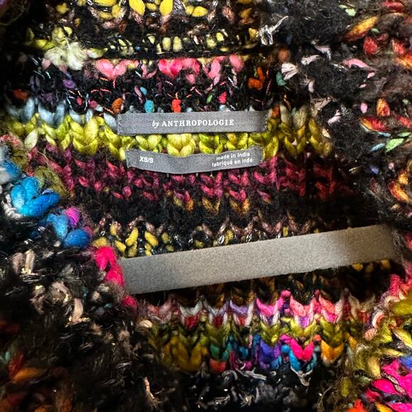 🌴 Anthro Piera Poncho Turtleneck Rainbow Striped Knit Sweater, EUC, Size XS/S - Picture 3 of 10